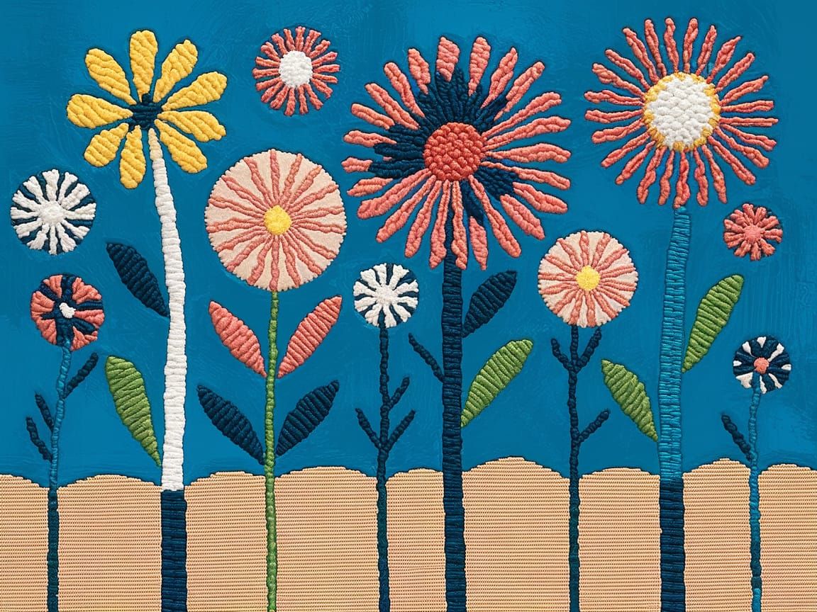 Abstract Surrealism Flowers in Mixed Media Painting