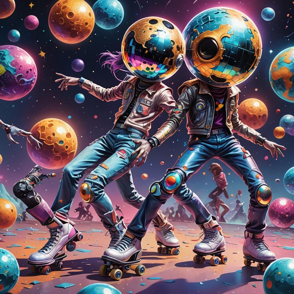 Monster Roller Skating Disco Party on the Moon