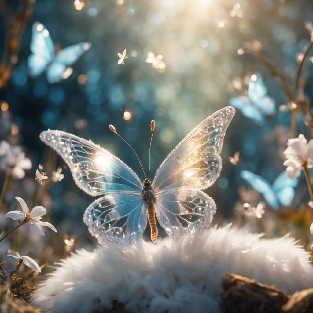 Crystal Butterfly on Fox Nose in Enchanted Garden