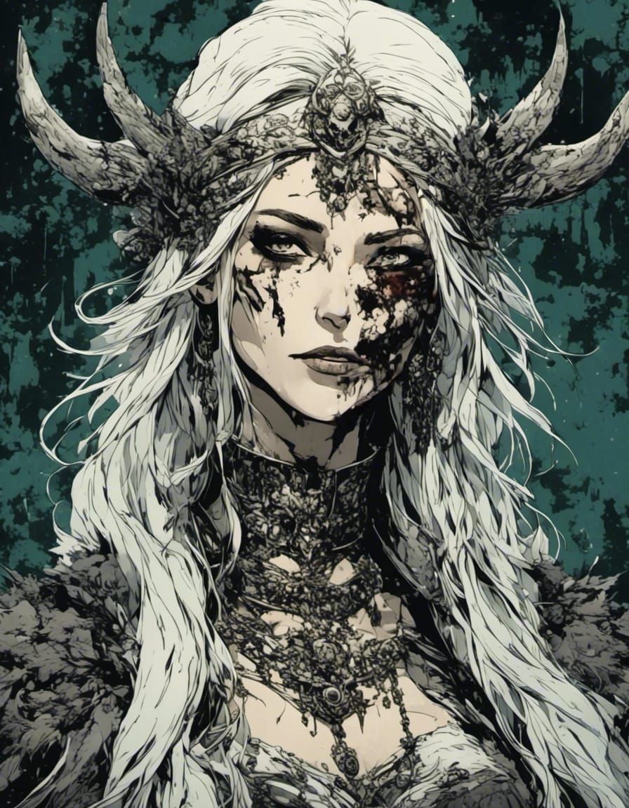 Decaying Zombie Face in Dark Fantasy Style