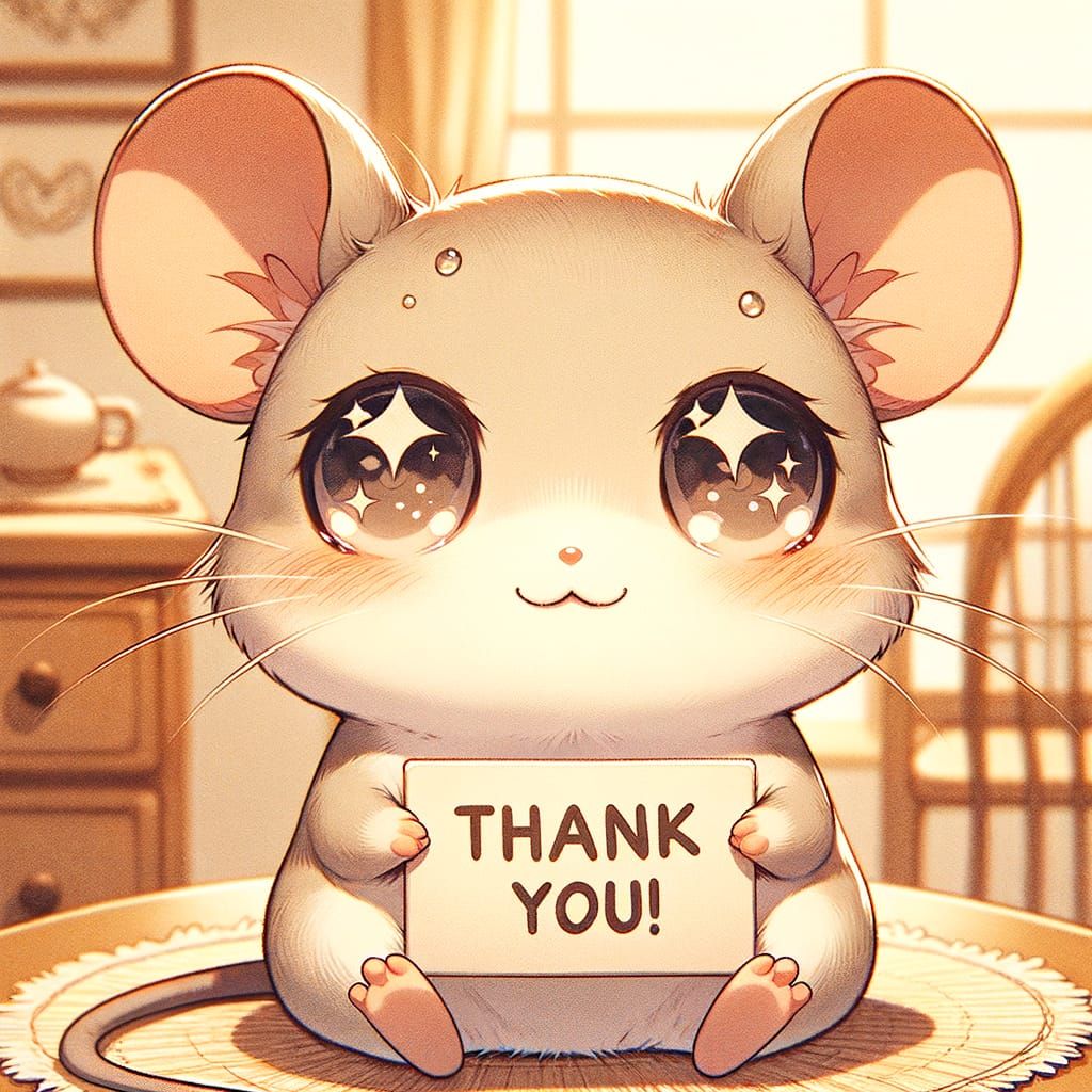 Mouse Holding a Sign with the Text: "Thank You!"