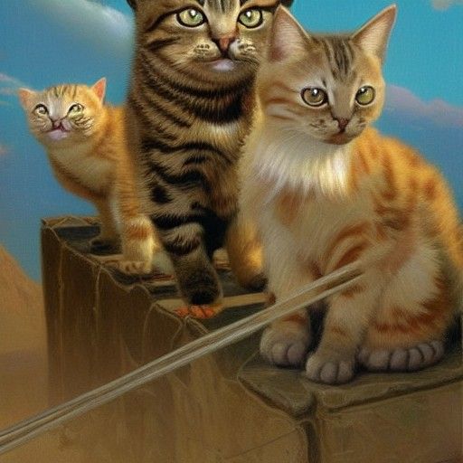 Cat War in China: Oil Painting