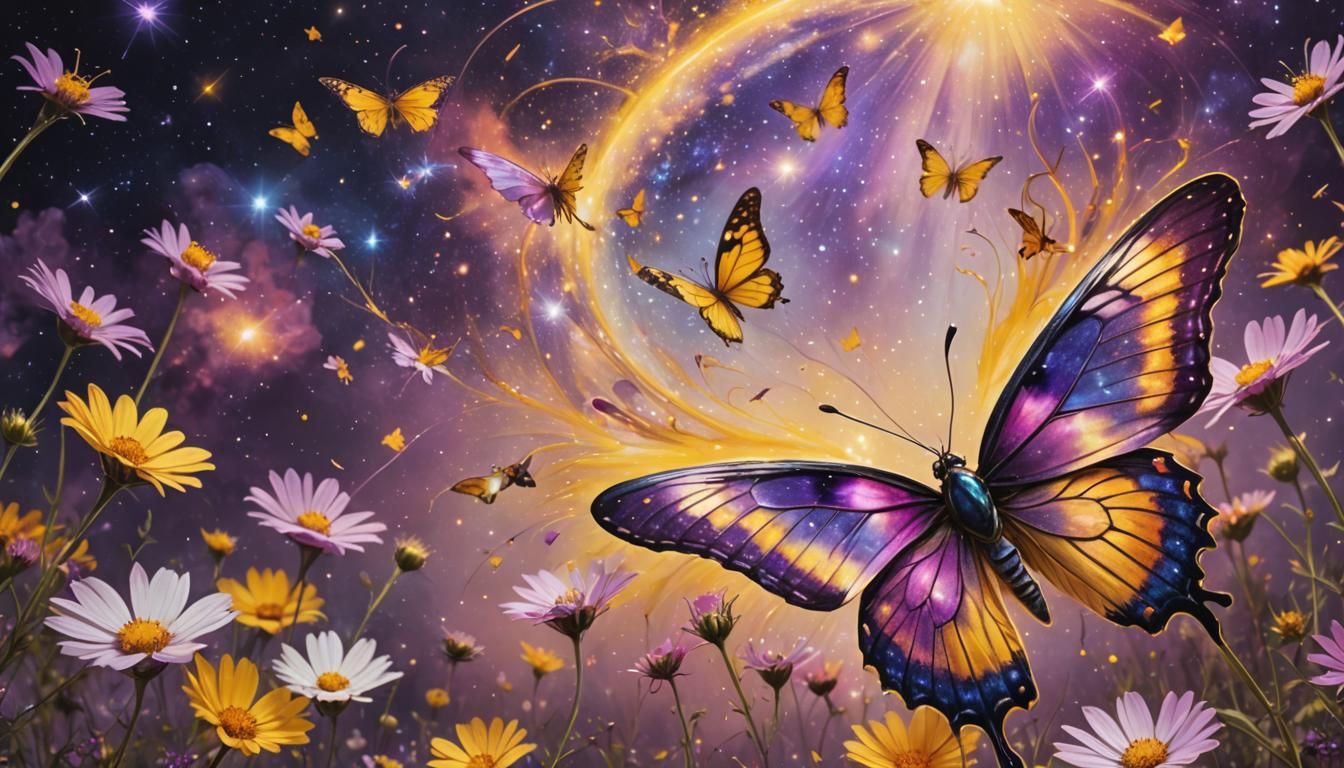 Butterfly's Flight Through a Holographic Astral Cosmos