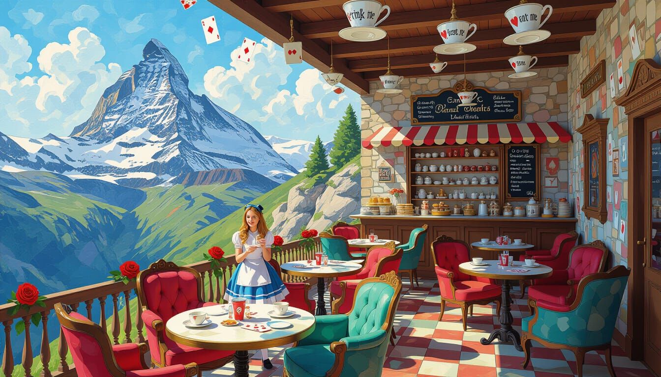 Magical Alice Wonderland Cafe on Mountain Side