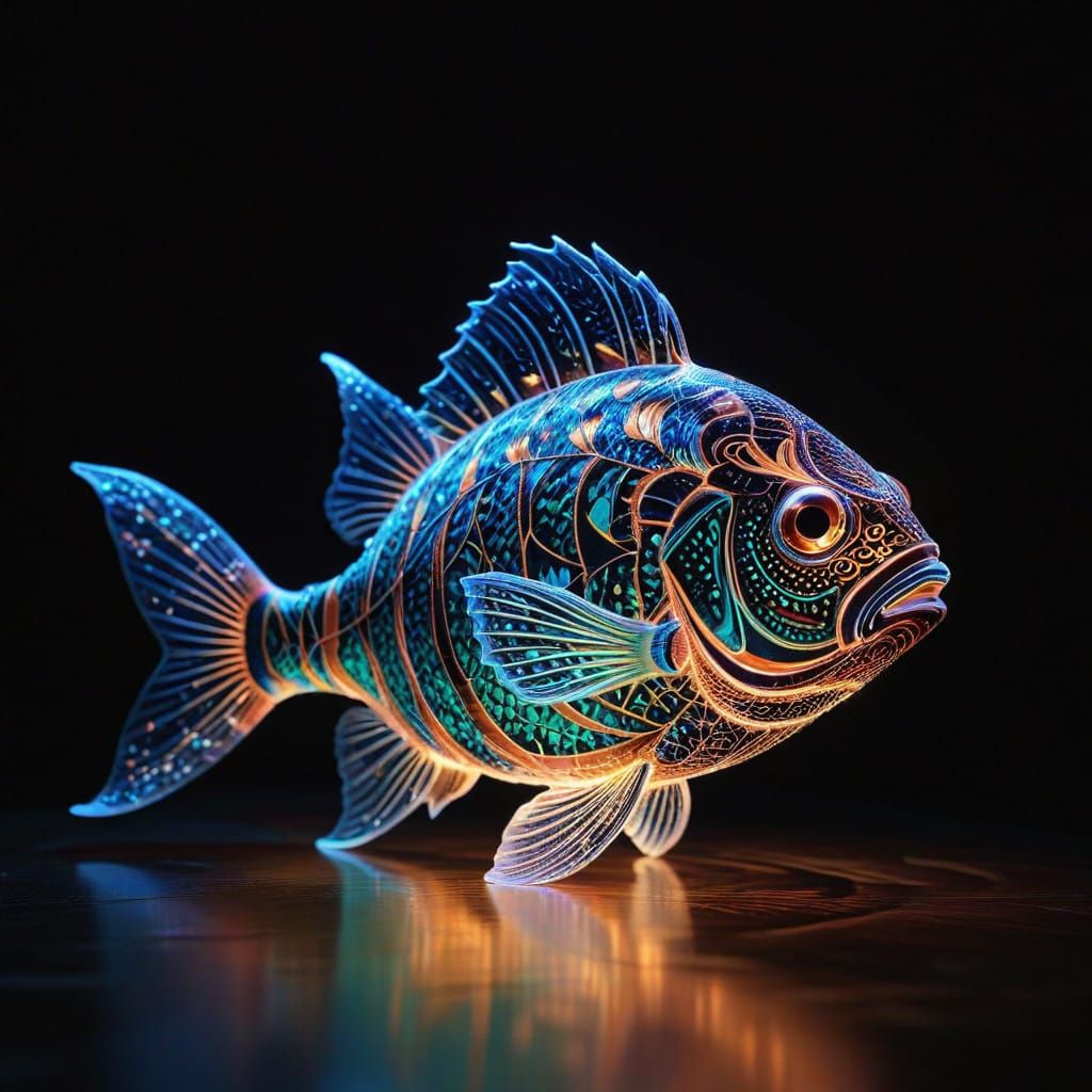 Glowing Fish with Intricate Lace Patterns
