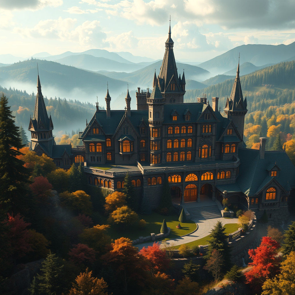 Fantasy Mansion in Lush Landscape: Matte Painting