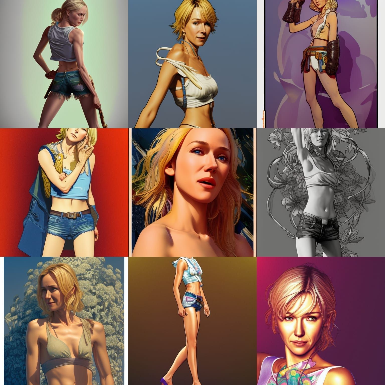 Naomi Watts Portrait in Anime Style Concept Art