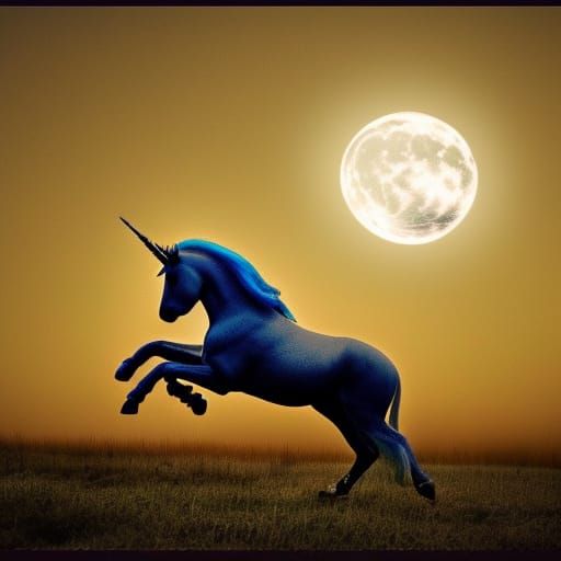 Unicorn Tossing Mane in Moonlight
