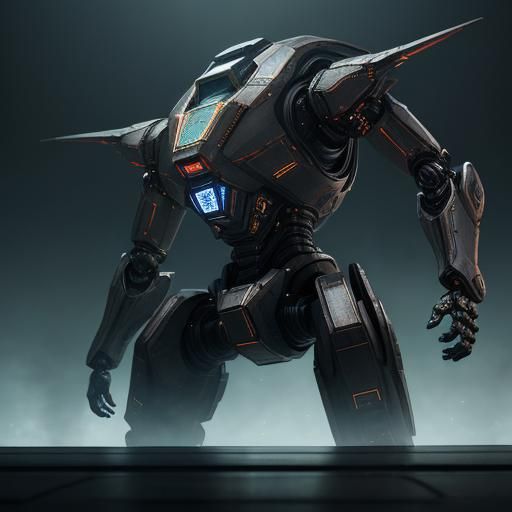 Futuristic Robot Dragon in Sci-Fi Cityscape