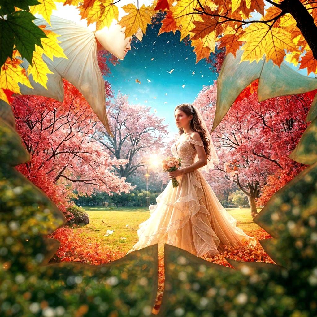 Surreal Sonoran Meadow Inside Maple Leaf