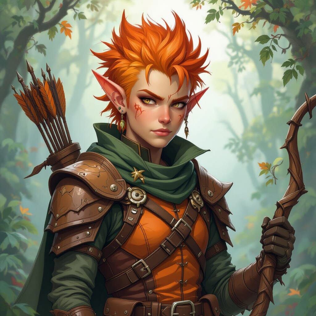 Fall Eladrin Ranger in Whimsical Style