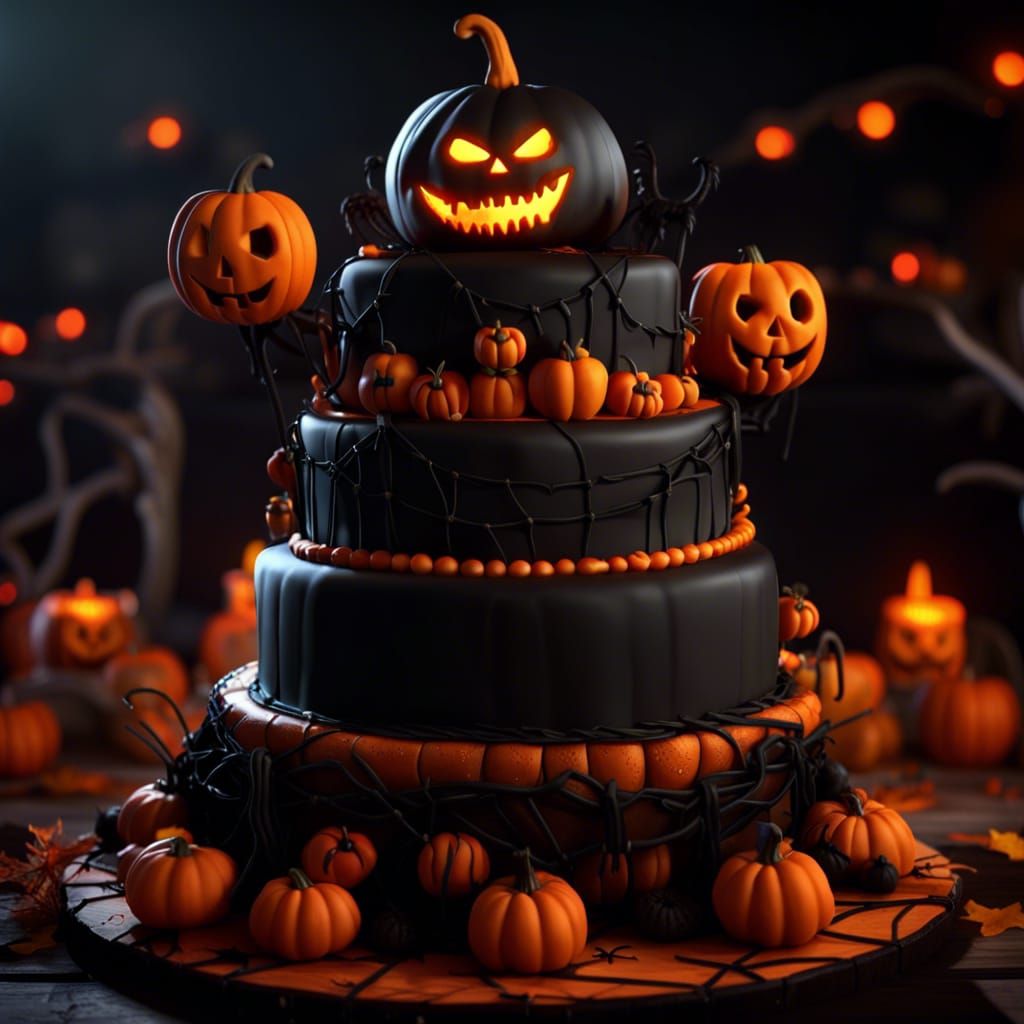 Halloween Wedding Cake with 3D Game Cinematic Feel