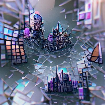 Surreal Shattered Mirror Cityscape