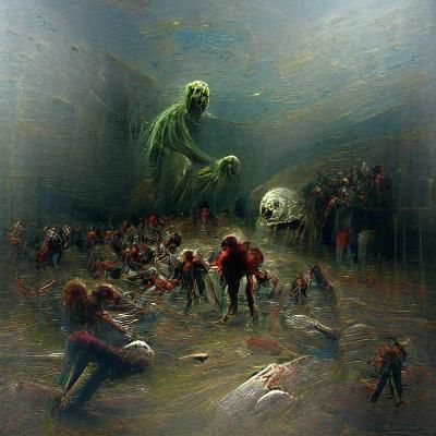 Horror Zombie Apocalypse in Engraving Style