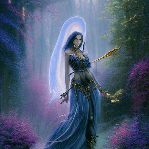 Ethereal Dark Elf in a Hyperdetailed Fantasy Landscape