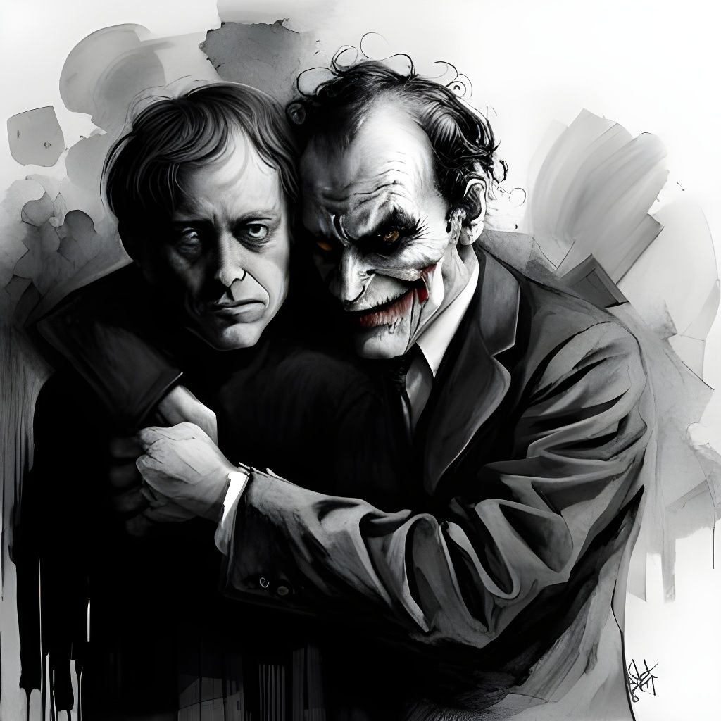 Batman and Joker Embrace: Dark Sadness