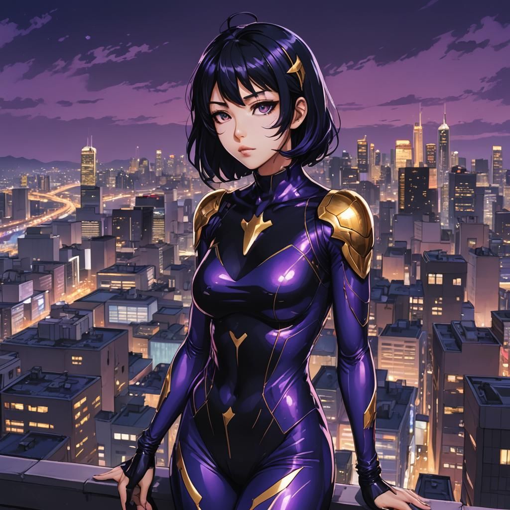 Anime Girl, Midnight Vigil in Manga Style