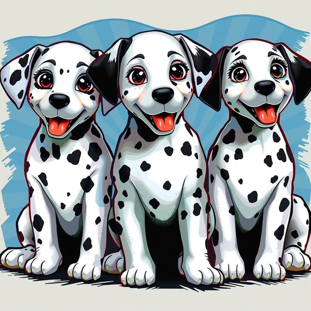 Photorealistic Dalmatian Puppies in 3D Digital Art