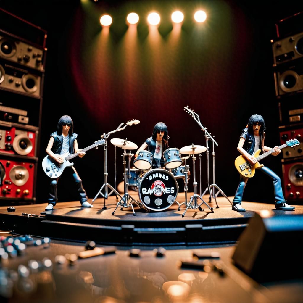 Ramones Action Figures on Rock Stage Set