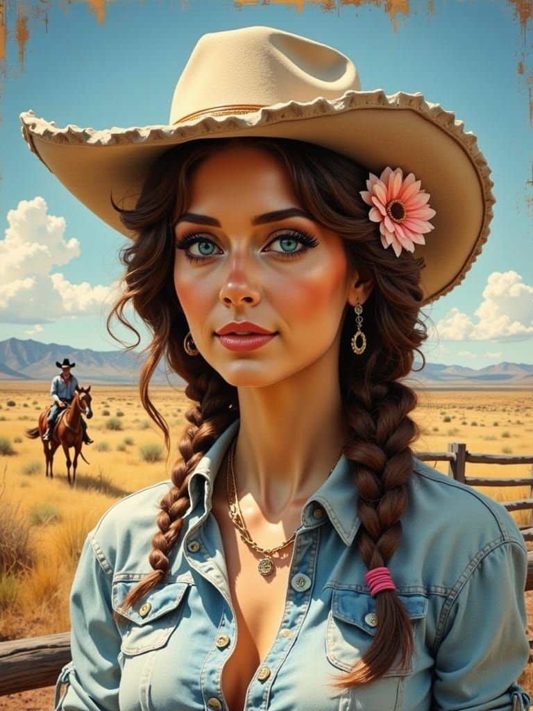 Surreal Western Portrait in Digital Art Style