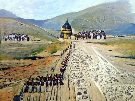 Byzantine Army on the March, Historical Painting Style
