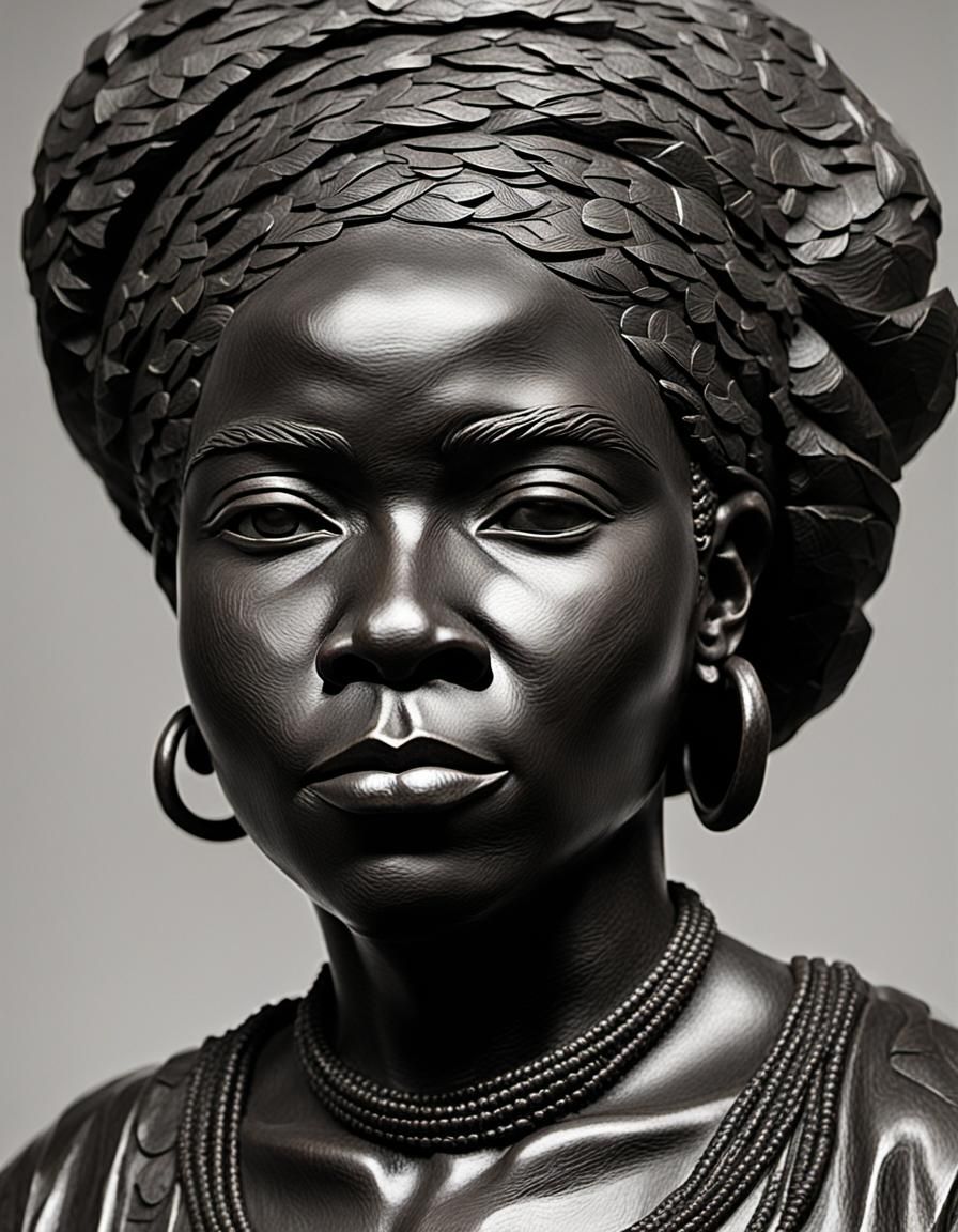 Black Woman Sculpture in Selma Burke Style