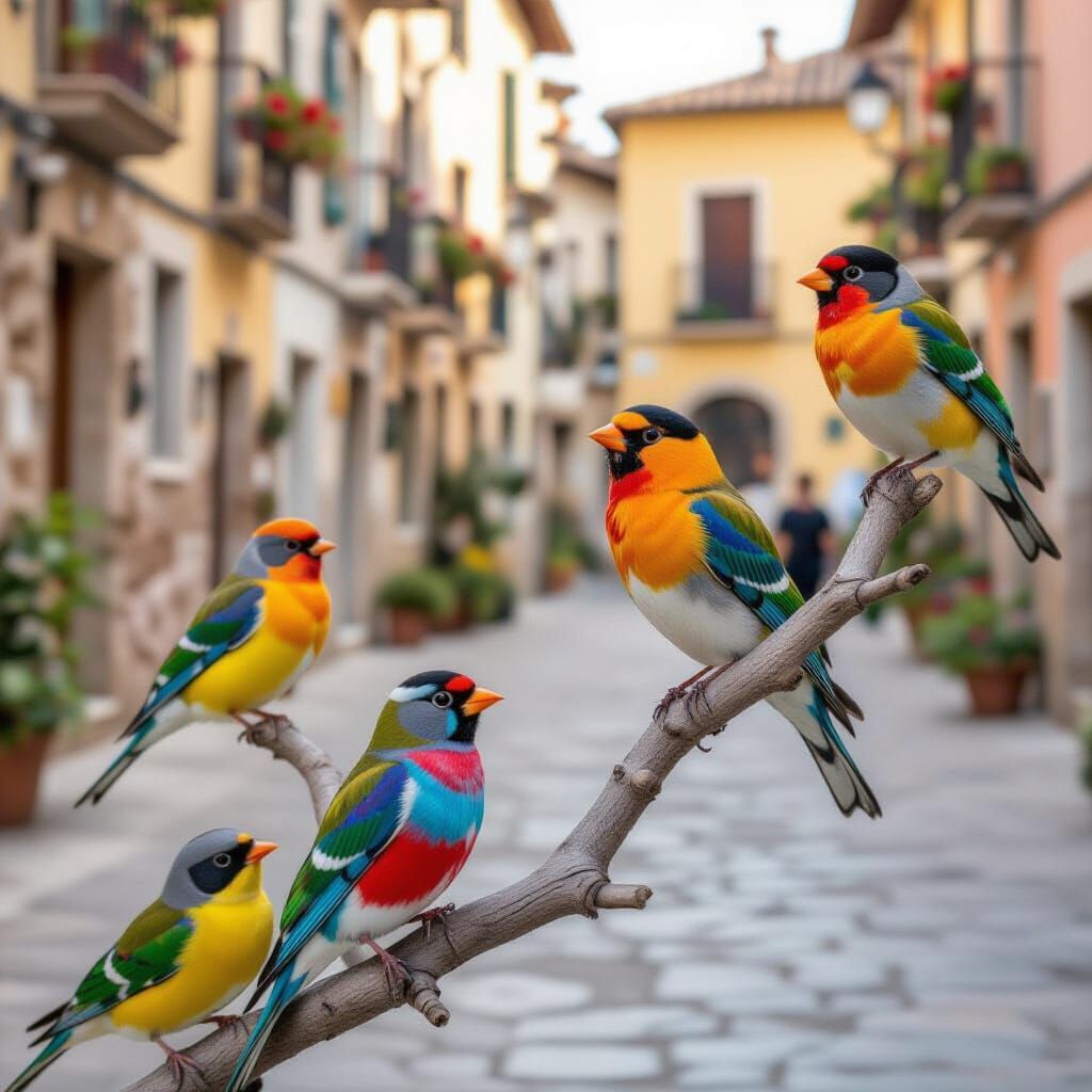 Colorful Native Catalan Birds