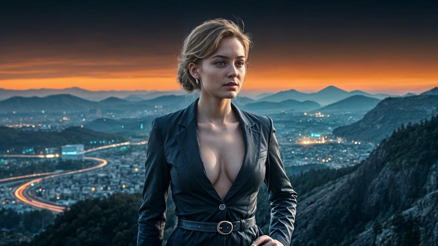 Blockchain Technology: Woman's Portrait in AI Art Style