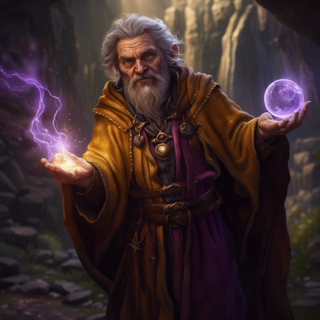 Halfling Wizard Casting Spell, Dark Fantasy Art