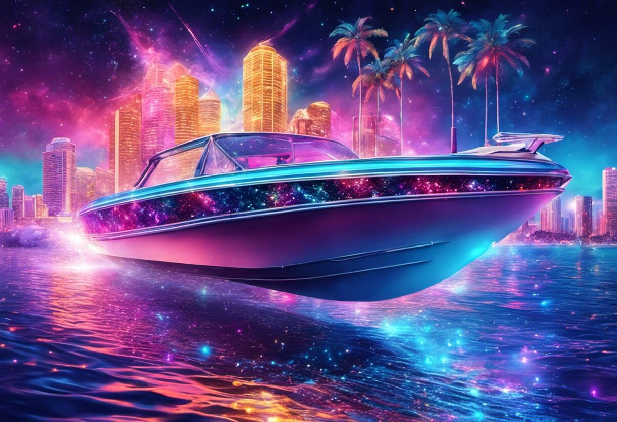 Miami Vice: Glittering Speedboat Race at Night