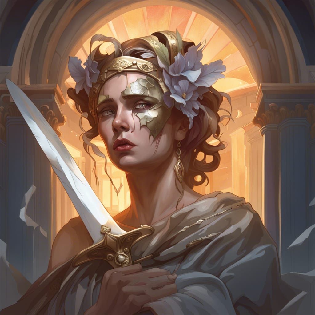 Melpomene: Muse of Tragedy in Art Nouveau Style