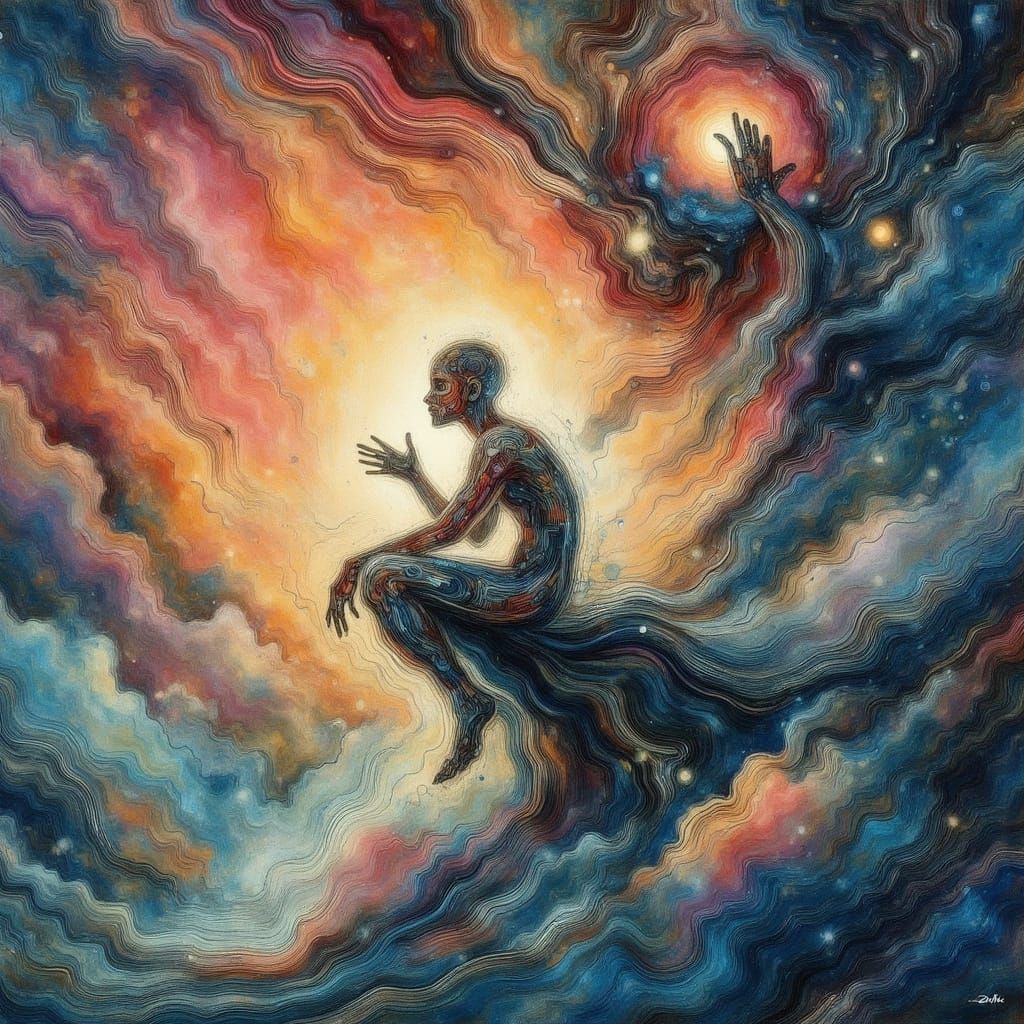 Dreamlike Landscape in Chinese Ink Lithography Style