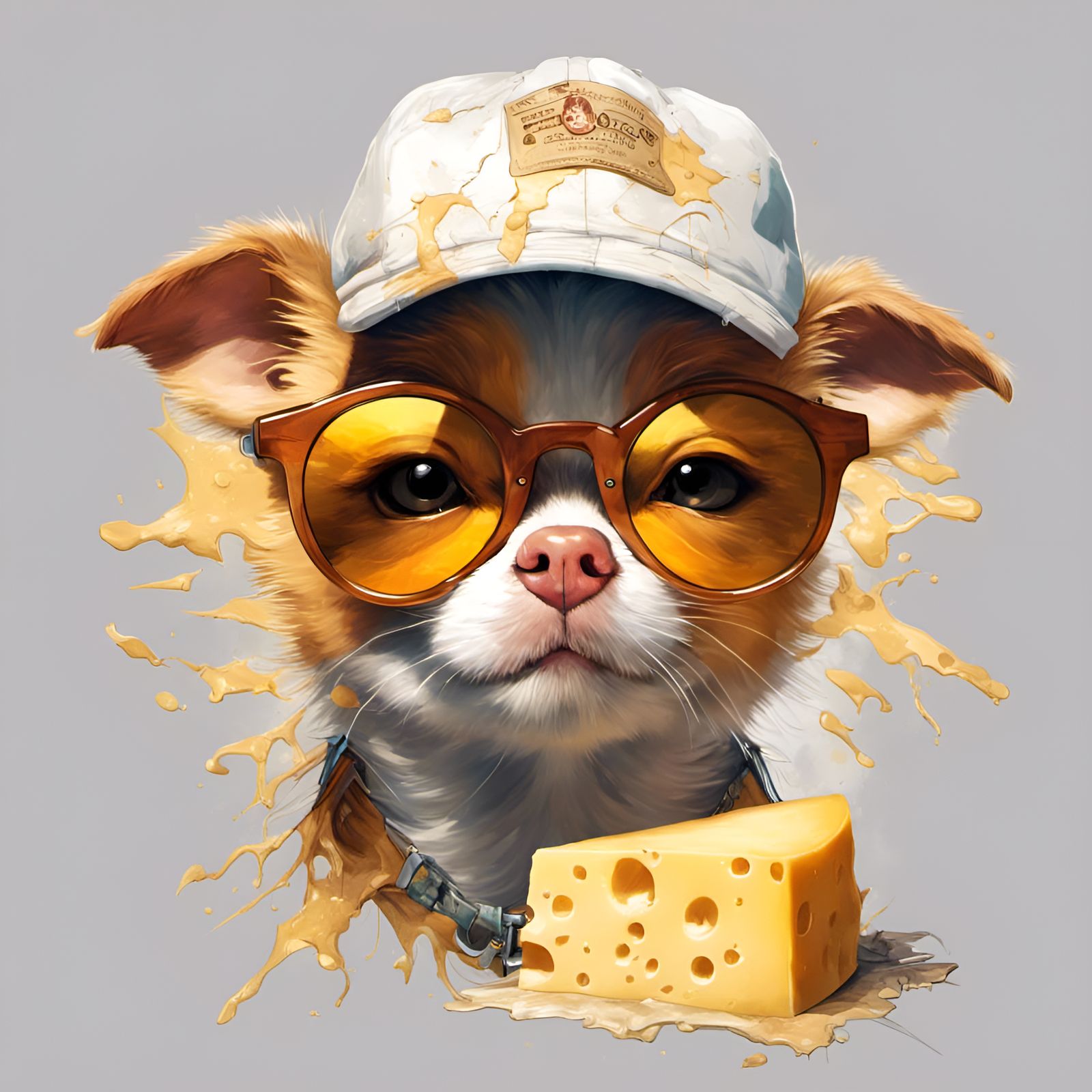 Adorable Cheese Portrait in Digital Illustration Style