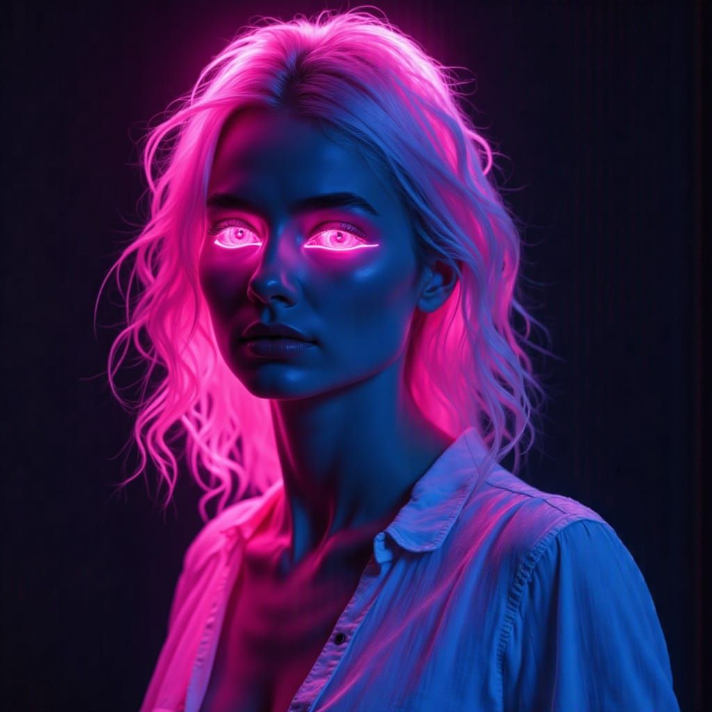 Cassandra's Neon Glow in Modern Watercolor