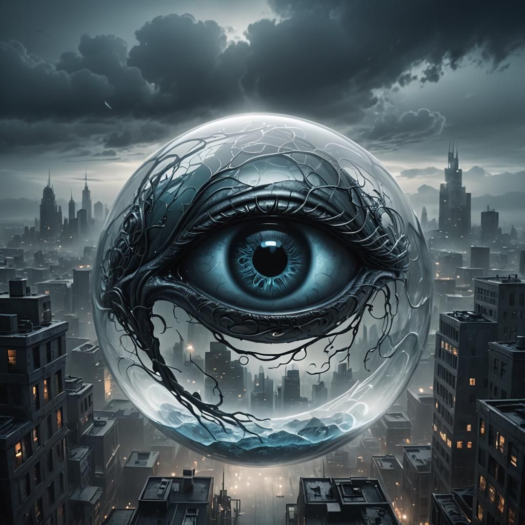 Eerie Biomechanical Glass Sculpture in Dark Fantasy Style