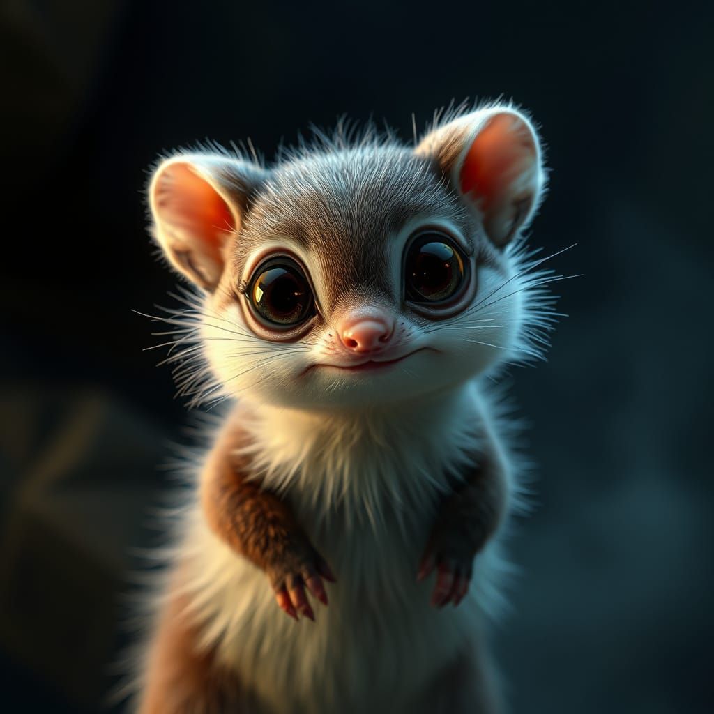 Hyperrealistic Furry Creature in a Misty Landscape