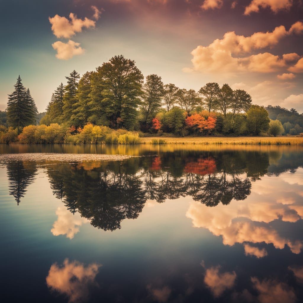 Serene Lake Landscape Photography on a Sunny Day