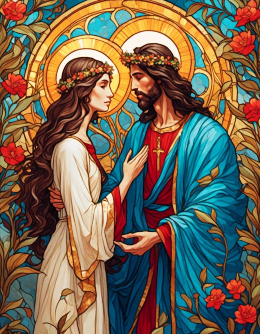 Mary Magdalene and Jesus Christ Wedding Portrait