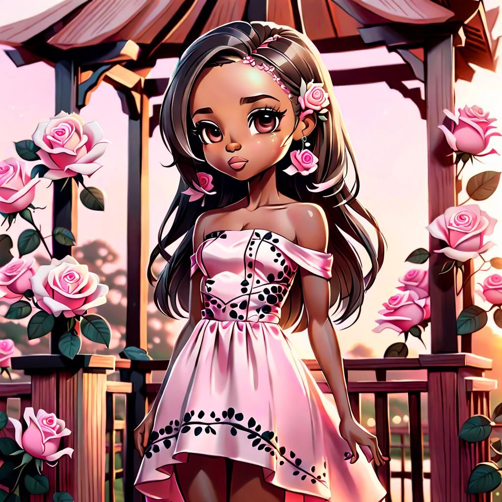 Chibi AngelicMintz In A Light Pink Silk Evening Slim Dress W...