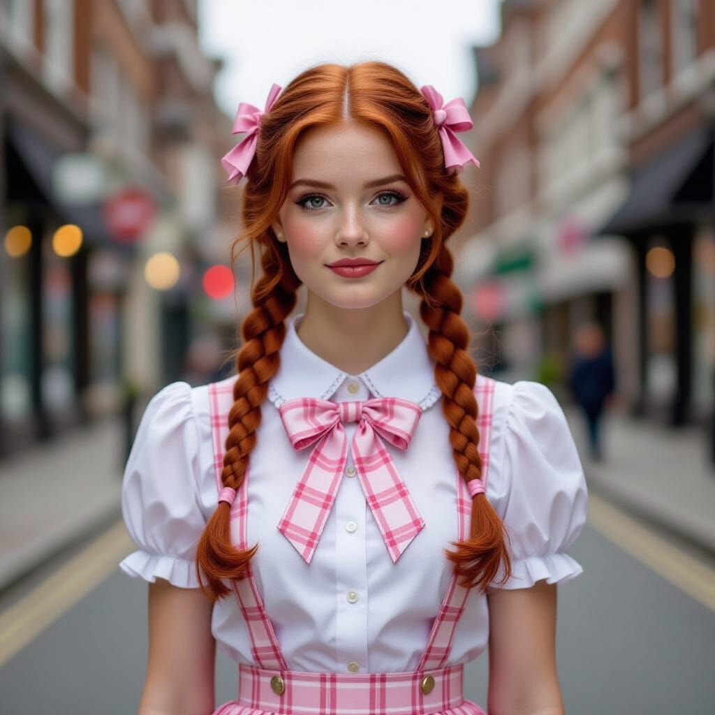 Red-Haired Woman in School Uniform Portrait