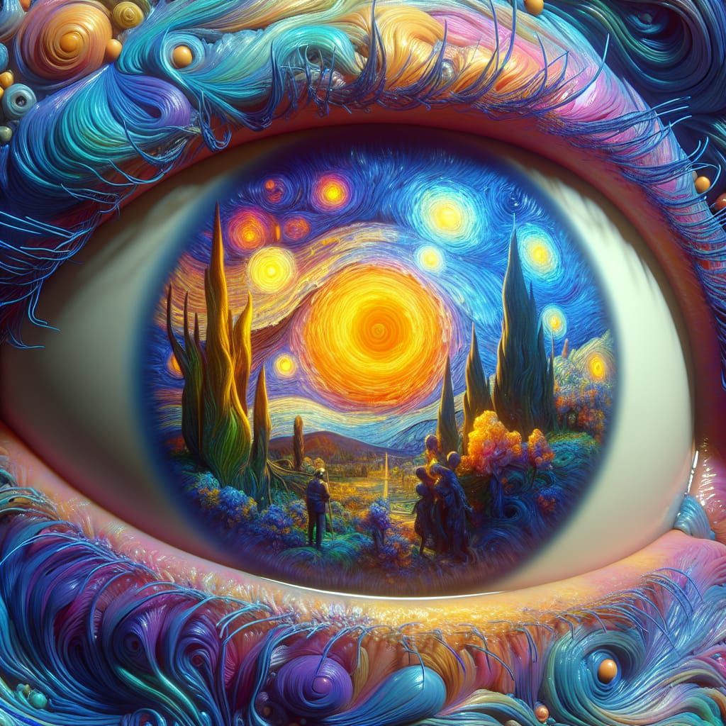 Van Gogh Painting Inside Eyeball: Surreal 3D Render