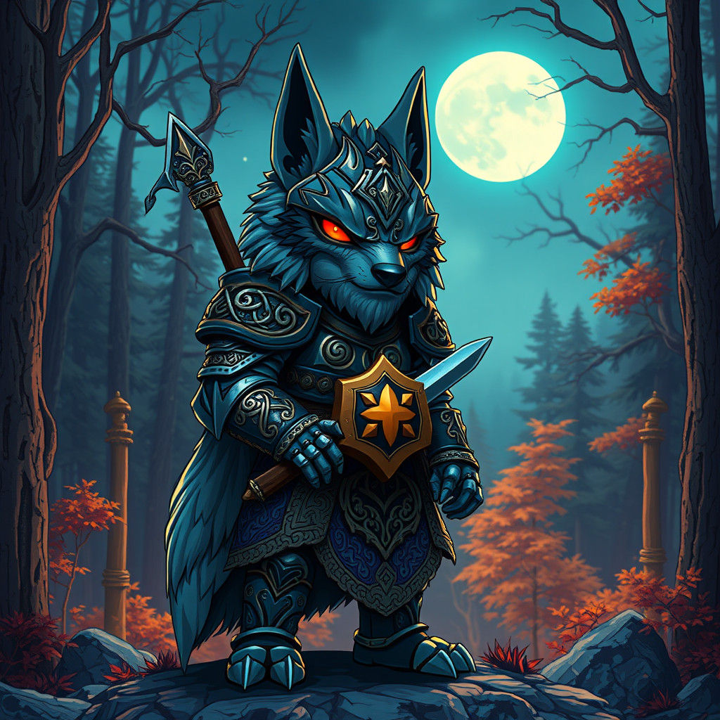 Wolfman Knight in Celtic Armor