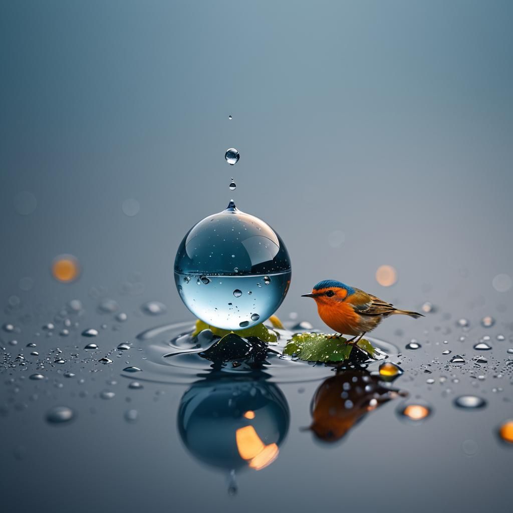 Bird on Dew Drop: Macro Photography by Arefin