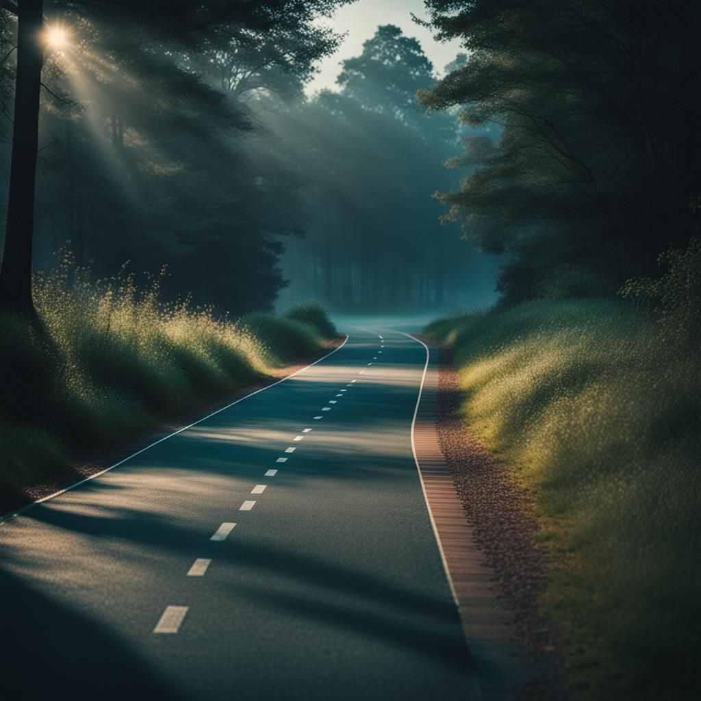 Dimlit Cycling Track in Early Morning Light