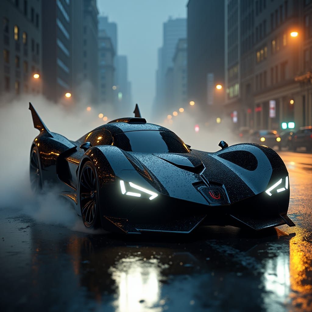 High-Tech Batmobile Speeds Through Gotham City