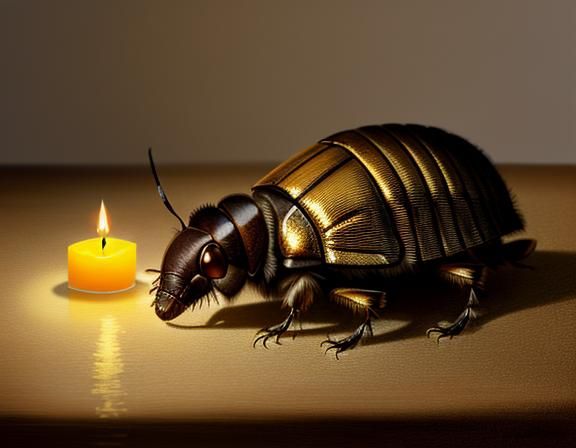 Realistic Cockroach in Chiaroscuro Acrylic Painting