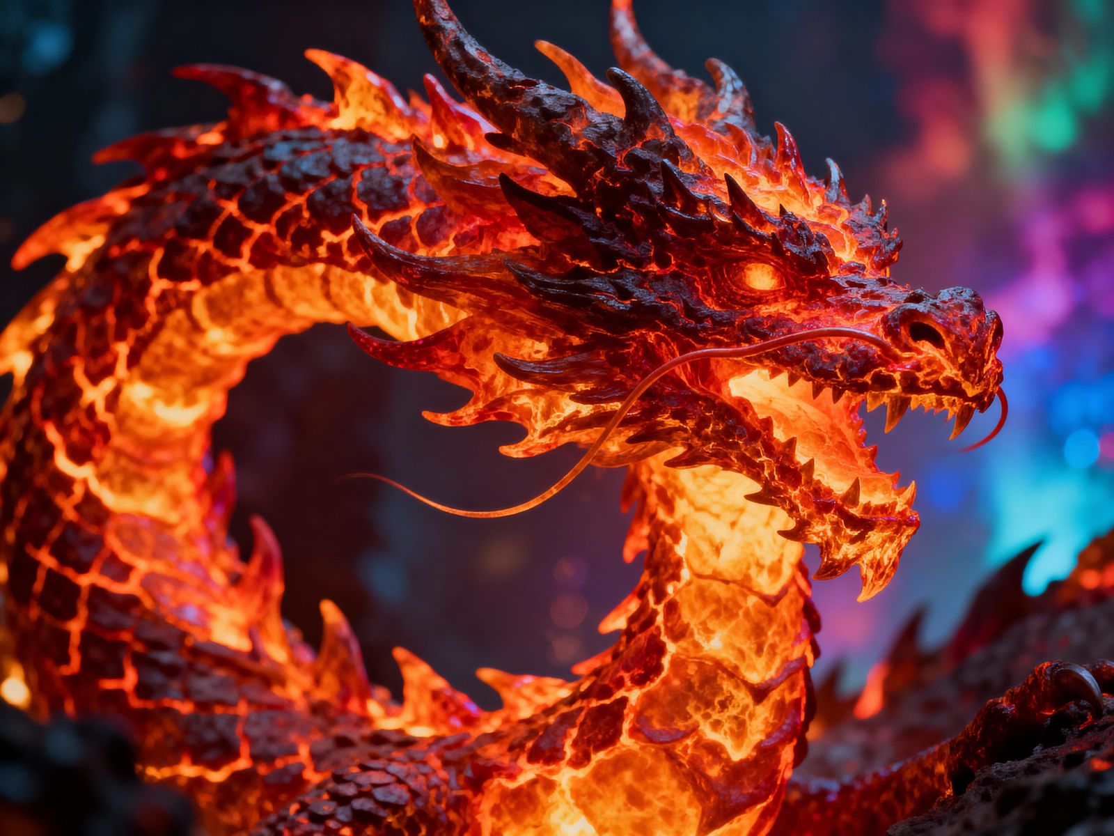 Molten Lava Dragon in Hyperrealistic Style