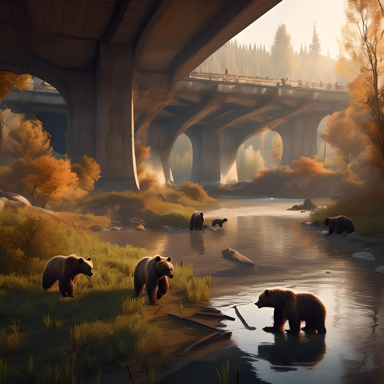 Bridge Over Open Landscape, High Resolution Image