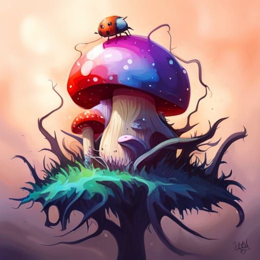 Mushroom Bug in Graffiti Street Art Style