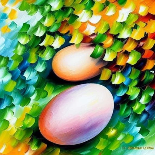 Egg in Impressionistic Gouache Style